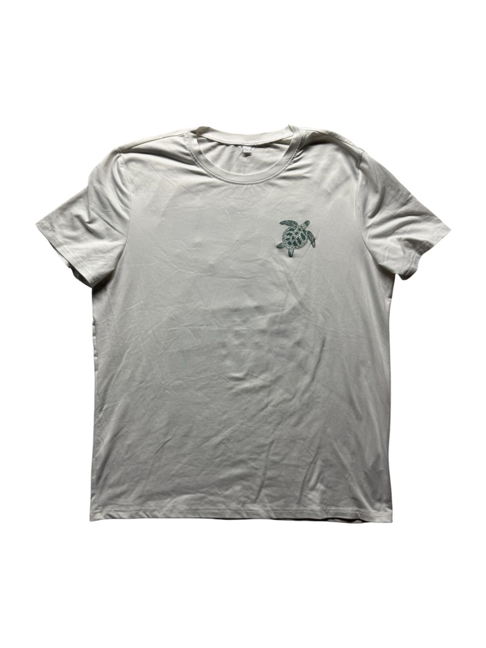 Sea Turtle Graphic T-Shirt White Unisex Large Relaxed Fit